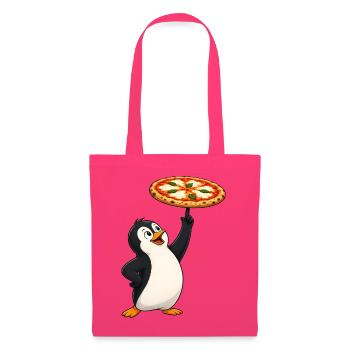 Pinguin Pizza Margherita Lustiger Cartoon - Stoffbeutel - Azalea - Vorne