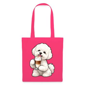 Bichon Frisé mit Latte Macchiato - Stoffbeutel - Azalea - Vorne