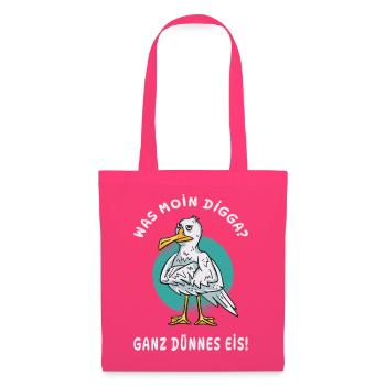 Möwe „Moin Digga? Ganz dünnes Eis!“ - Stoffbeutel - Azalea - Vorne