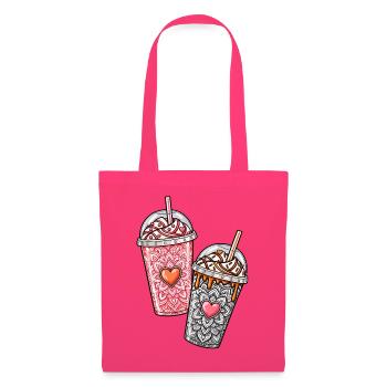 Coffee Hearts – Pink & Orange Iced Coffee - Stoffbeutel - Azalea - Vorne
