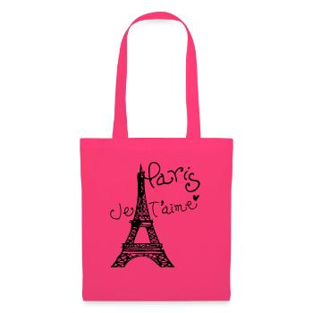 Paris Je T'aime Eiffelturm - Stoffbeutel - Azalea - Vorne