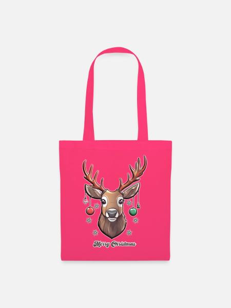 Niedlicher Hirsch im Merry-Christmas-Stil - Stoffbeutel - Azalea