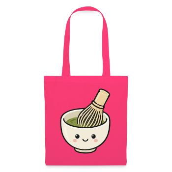 Süße Kawaii-Matcha-Schüssel mit Schneebesen - Stoffbeutel - Azalea - Vorne