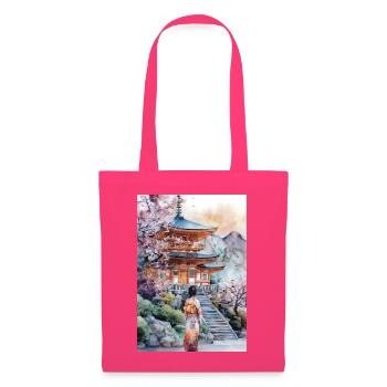 Kimono-Pagode und Kirschbäume - Stoffbeutel - Azalea - Vorne