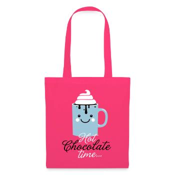 Tasse Mignon drôle avec i love chocolat chaud avec - Sac en tissu - rose azalée - Devant
