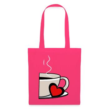 Kaffeetasse Diät Koffein Kaffee Tasse Herz - Stoffbeutel - Azalea - Vorne
