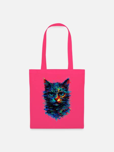 Katzen-Glitch-Kunst chromatische Aberration - Stoffbeutel - Azalea