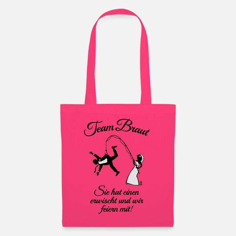 Team Braut Ehemann Angeln + Spruch (JGA / 2C) - Stoffbeutel - Azalea
