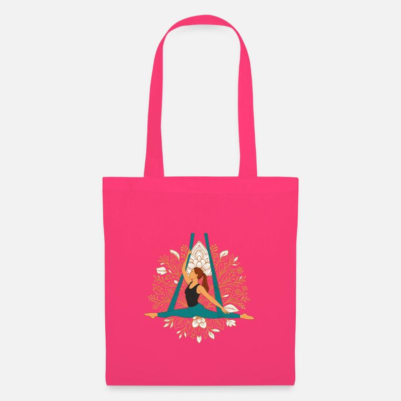 Aerial Yoga Split Pose mit floralem Mandala - Stoffbeutel - Azalea