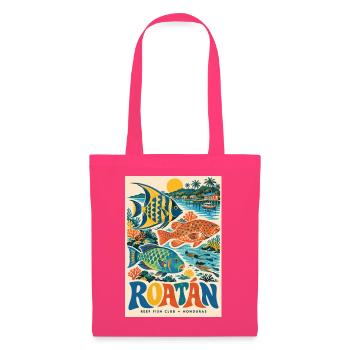 Entdecken Sie Roatán in Honduras: Retro-Karibik-Flucht - Stoffbeutel - Azalea - Vorne