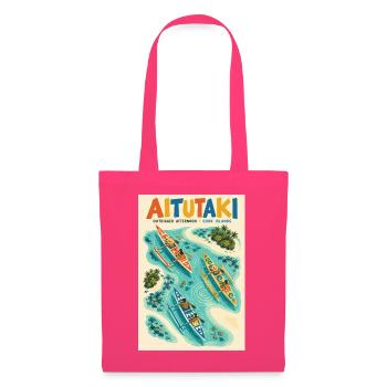 Entdecken Sie Aitutaki in der Cookinseln Retro Lagoon - Stoffbeutel - Azalea - Vorne