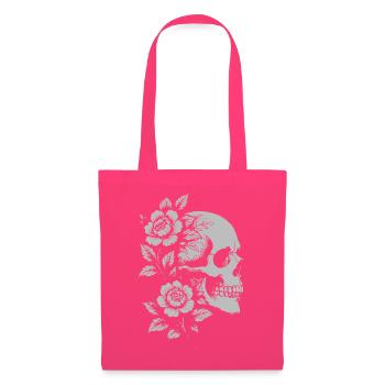 Portrait de crâne floral - Sac en tissu - rose azalée - Devant