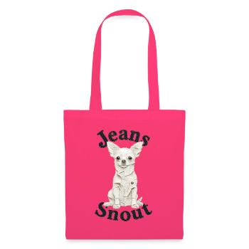 Weißer Kurzhaar-Chihuahua im Jeansflicken-Stil - Stoffbeutel - Azalea - Vorne