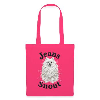 Weißer Spitz im Jeansflicken-Stil - Stoffbeutel - Azalea - Vorne