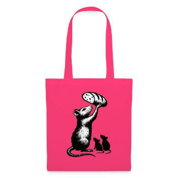 Rat soulevant une miche de pain – illustration graphique - Sac en tissu - rose azalée - Devant