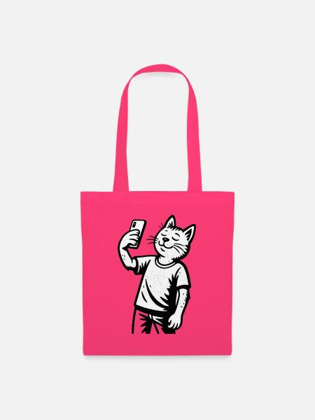 Selfie-Katze im Sketchstil - Stoffbeutel - Azalea