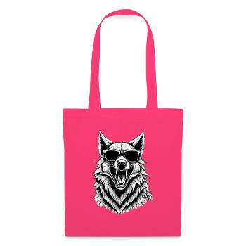 Loup rieur avec des lunettes de soleil - Sac en tissu - rose azalée - Devant