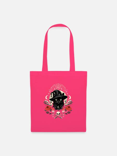 Schwarze Katzenhexe Mondkreis - Stoffbeutel - Azalea