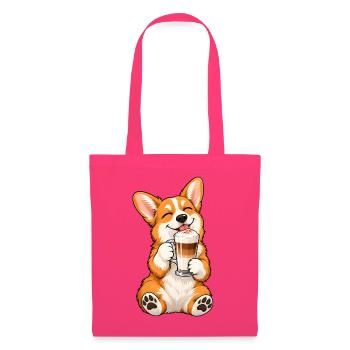Corgi mit Latte Macchiato - Stoffbeutel - Azalea - Vorne