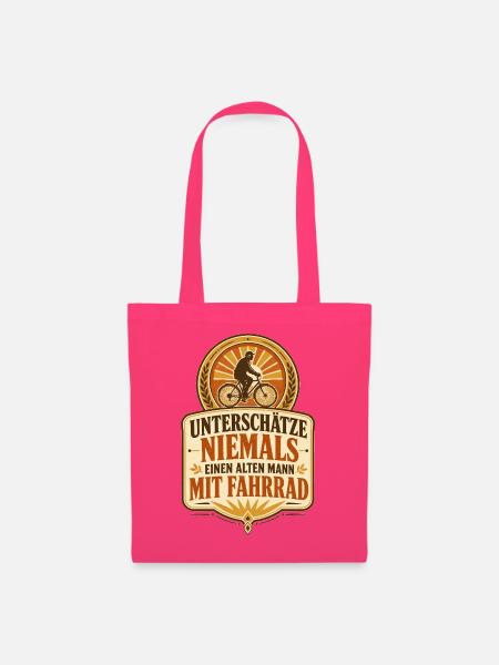 Alter Mann mit Fahrrad Retro-Badge - Stoffbeutel - Azalea