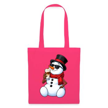 Schneemann mit Latte Macchiato - Stoffbeutel - Azalea - Vorne
