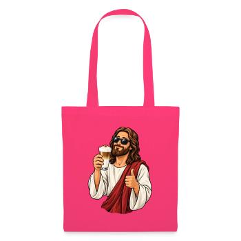 Jesus mit Latte Macchiato - Stoffbeutel - Azalea - Vorne