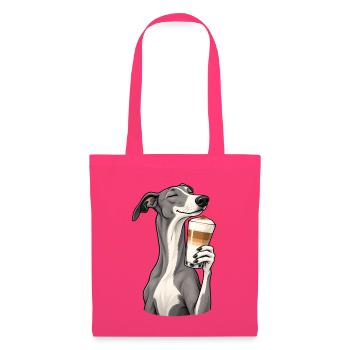 Greyhound mit Latte Macchiato - Stoffbeutel - Azalea - Vorne