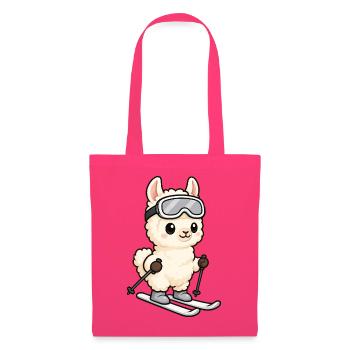 Lama Alpaka Kawaii Skifahrer Cartoon - Stoffbeutel - Azalea - Vorne