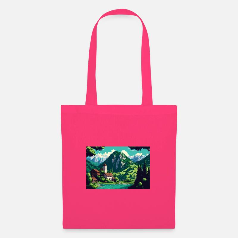 8bit Pixel Bergsee - Stoffbeutel - Azalea