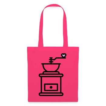 Coffee Love: Coffee Grinder with Heart Vector - Tote Bag - azalea - Front
