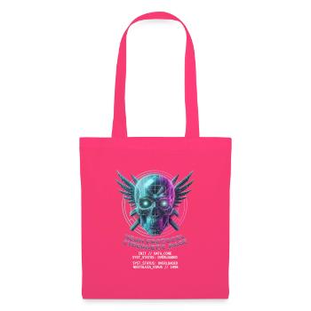 Totenkopf Neon, Synthwave, Cyberpunk, Halloween - Stoffbeutel - Azalea - Vorne
