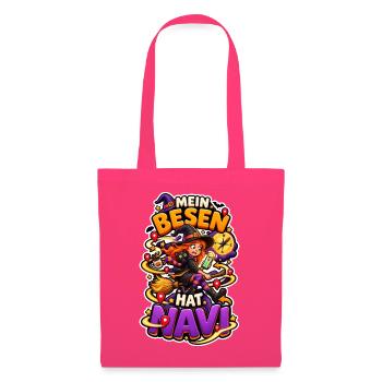 Hexe Besen Navi Halloween Spruch schwarze Katze - Stoffbeutel - Azalea - Vorne