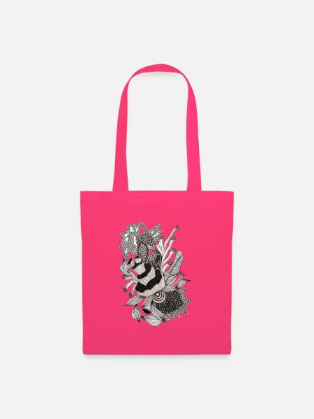 Monochrome Panda Blüten Illustration - Stoffbeutel - Azalea