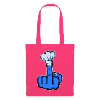 Mittelfinger Stinkefinger Kochmütze Design Blau - Stoffbeutel - Azalea - Vorne