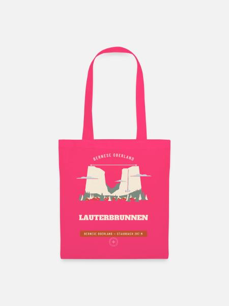 Lauterbrunnen-Tal Retro-Reiseemblem - Stoffbeutel - Azalea