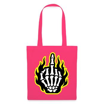 Skelett Mittelfinger Hand Flammen Gelb - Stoffbeutel - Azalea - Vorne