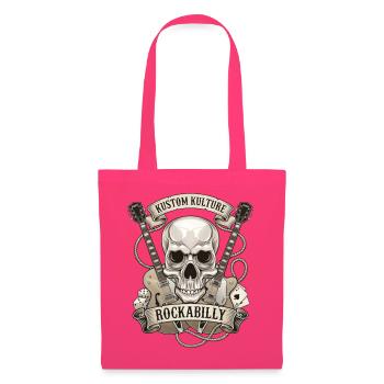 Rockabilly Schädel mit Gitarren - Stoffbeutel - Azalea - Vorne