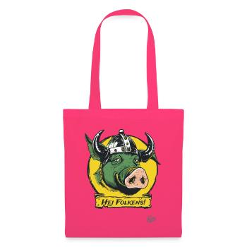 Cochon viking danois avec casque : Hej folkens ! - Sac en tissu - rose azalée - Devant