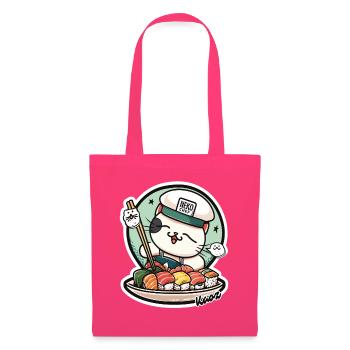 Neko Sushi Chef – Funny Cat Kitchen - Sac en tissu - rose azalée - Devant