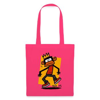 Singe avec une couronne – Le prince confus - Sac en tissu - rose azalée - Devant