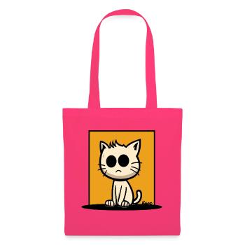 Cat with big eyes on orange background - Tote Bag - azalea - Front