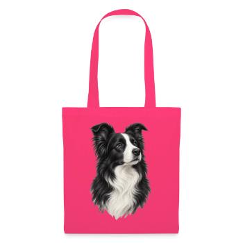 Border Collie Porträt – Schwarz-weißer Hund - Stoffbeutel - Azalea - Vorne