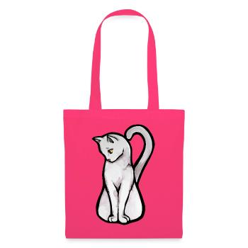 Mondbeschienenes weißes Katzen-Aquarell - Stoffbeutel - Azalea - Vorne