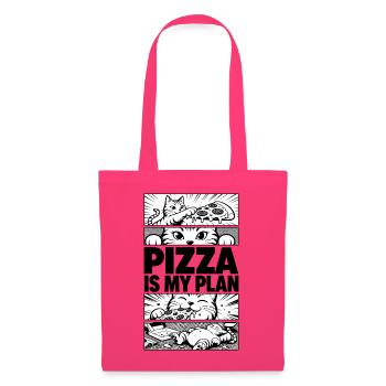 Pizza Is My Plan – Katzen Comic - Stoffbeutel - Azalea - Vorne