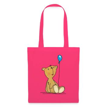 Teddybär mit blauem Luftballon Kuscheltier Kinder - Stoffbeutel - Azalea - Vorne