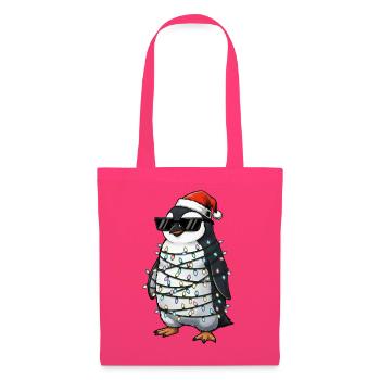 Süßer Pinguin Weihnachten mit Lichterkette Cartoon - Stoffbeutel - Azalea - Vorne