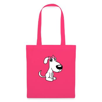 chien assis petit jolie dame arc femelle - Sac en tissu - rose azalée - Devant