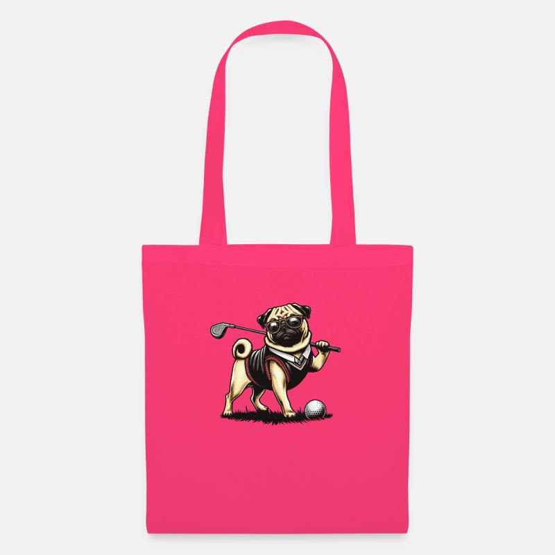 Mops Hund spielt Golf Golfspieler Geschenk - Stoffbeutel - Azalea