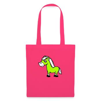 Horse Stands Rider Cartoon Riding Cute Comic Cool - Tote Bag - azalea - Front