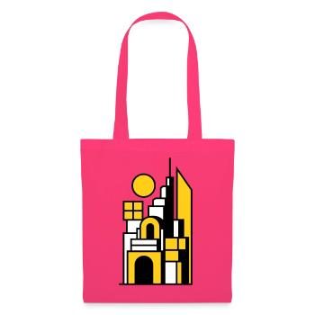 Paysage urbain abstrait en jaune noir - Sac en tissu - rose azalée - Devant